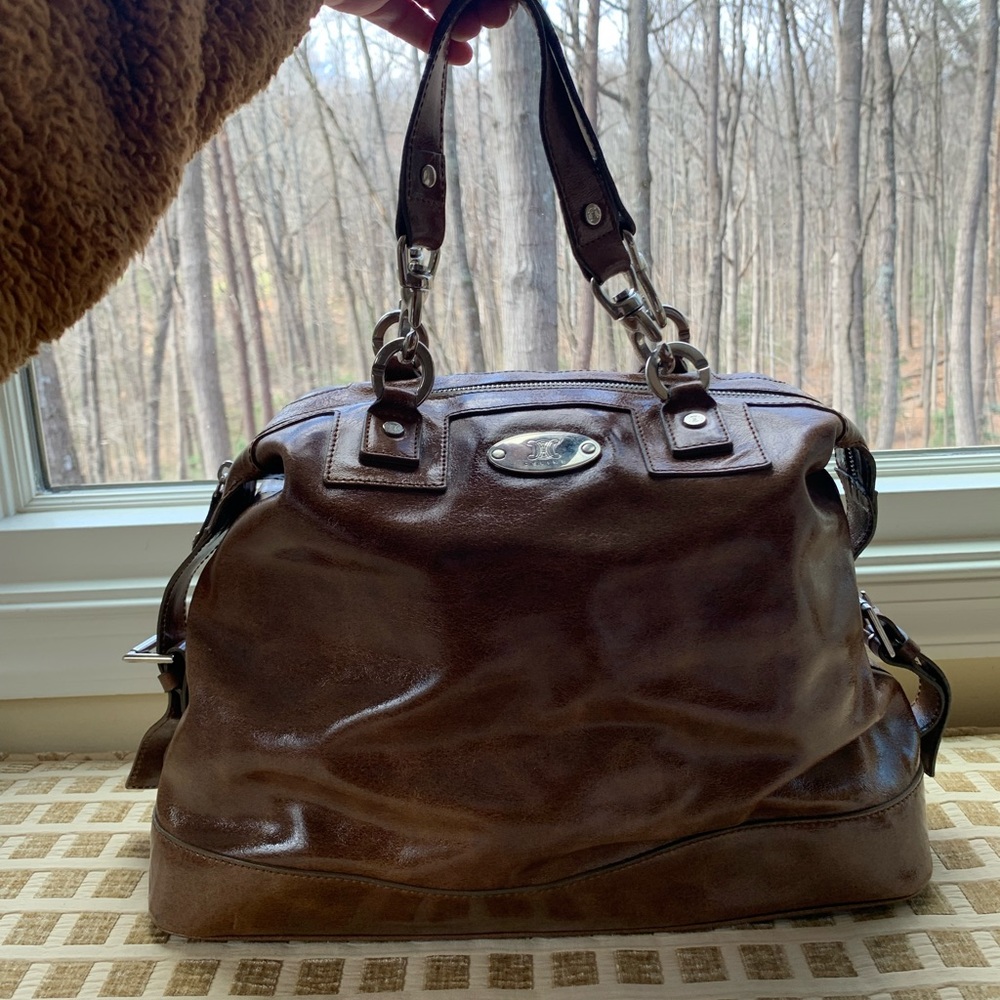 Vintage CELINE brown satchel bag